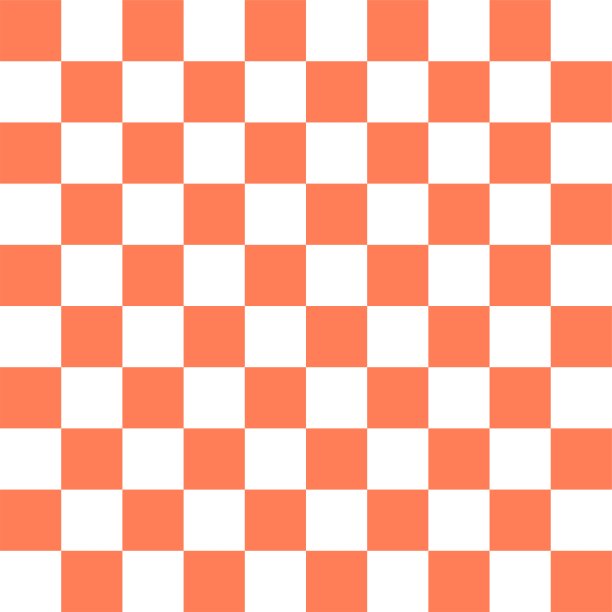 橙色方格无缝几何图案，方形模板，白色背景，矢量，插图。图片下载