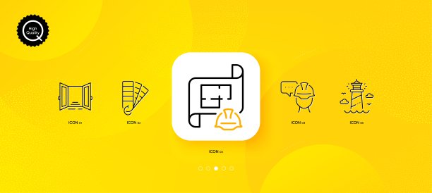 打开门，工头和灯塔最小线图标。对于web应用程序，打印。向量图片下载