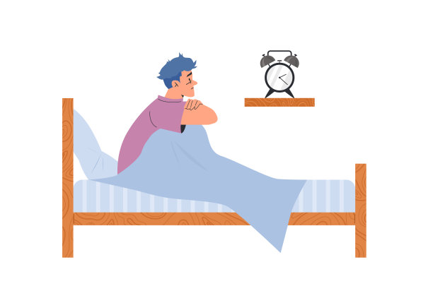 人患失眠，睡不着，平矢量图孤立。图片下载
