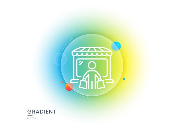 市场买家线图标。批发店客户签约。梯度模糊按钮。向量图片下载