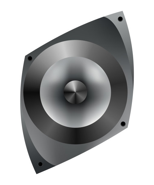 声喇叭。现代电子设备，音量音乐听隔离。金属动力低音系统扬声器装置。音频低音炮图标的音乐会，聚会或家庭影院图片下载