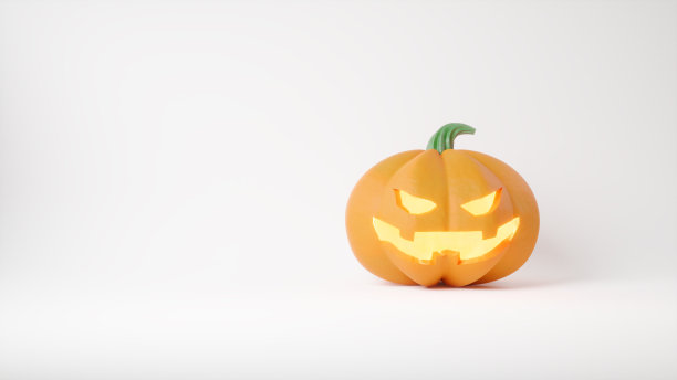 万圣节Jack O灯笼的背景图像。白色背景。3 d渲染。图片下载
