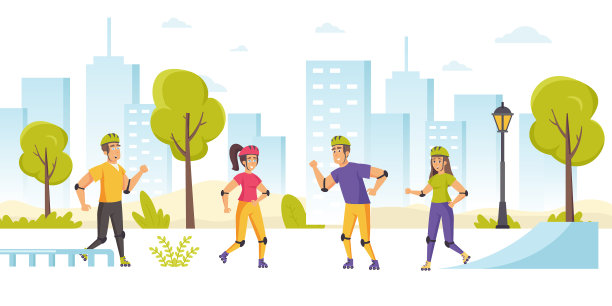 快乐的人们在公园滑旱冰有趣的少年图片下载