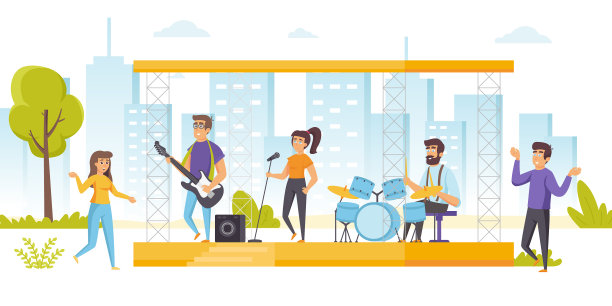 快乐的人们在露天音乐会上享受音乐图片下载