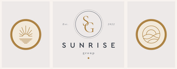 摘要夏天标志模板与黎明和S G字母。社交媒体、租赁和旅游服务的现代最小线性图标和标志。图片下载