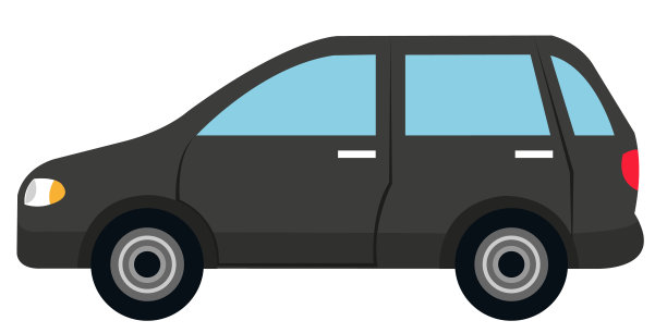 黑色汽车矢量在白色背景。轿车、万能车、两厢车、SUV车、3d卡通汽车、出租车。图片下载