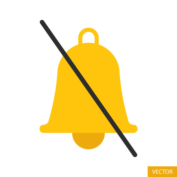 关闭通知铃，静音模式矢量图标在平面风格设计孤立在白色背景。图片下载