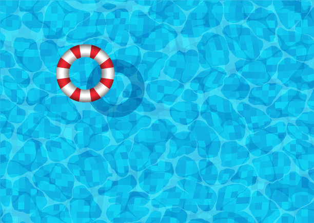 游泳池背景有条纹橡胶圈浮在水面上图片下载
