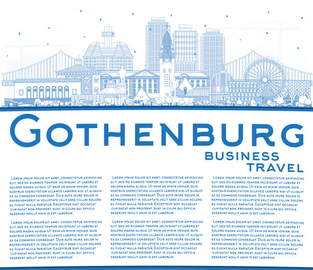 用蓝色勾勒出瑞典哥德堡的城市天际线图片下载