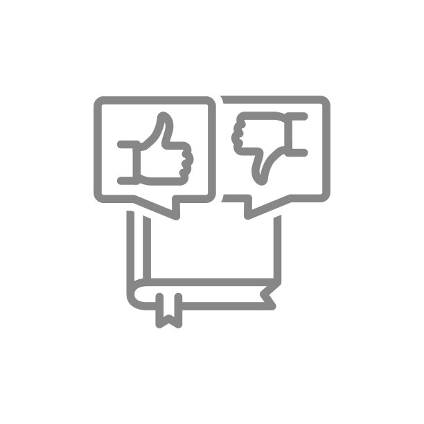书与拇指向上和拇指向下的语音气泡线图标。喜欢和不喜欢，读者反馈符号图片下载