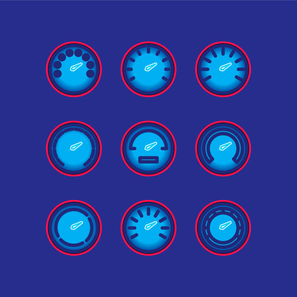 转速表和速度计设计矢量图标平面插图图片下载