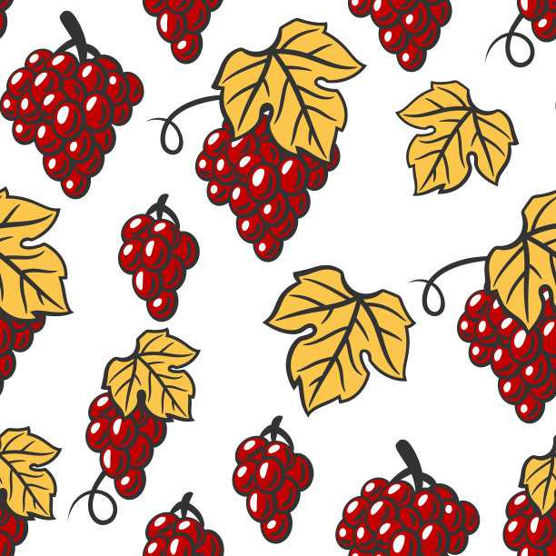 无缝图案的藤蔓叶片和葡萄串。酒庄形象的餐厅和酒吧。图片下载