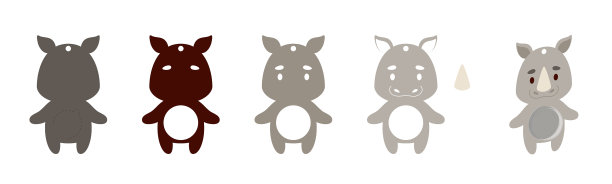 可爱的犀牛糖果装饰分层纸图片下载