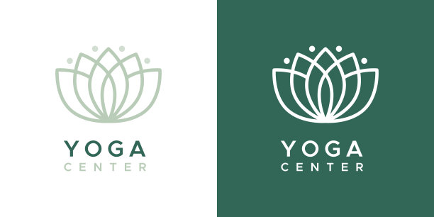 瑜伽中心的标志。大纲的象征。为公司品牌、包装、产品。商标有两个版本:彩色和白色。矢量插图，平面设计图片下载