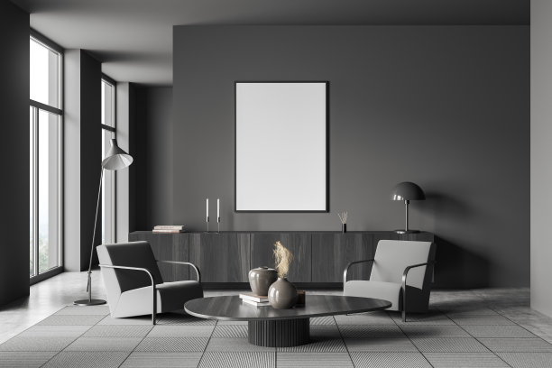 两个座位和窗户，抽屉和模型框架放松空间内部图片下载