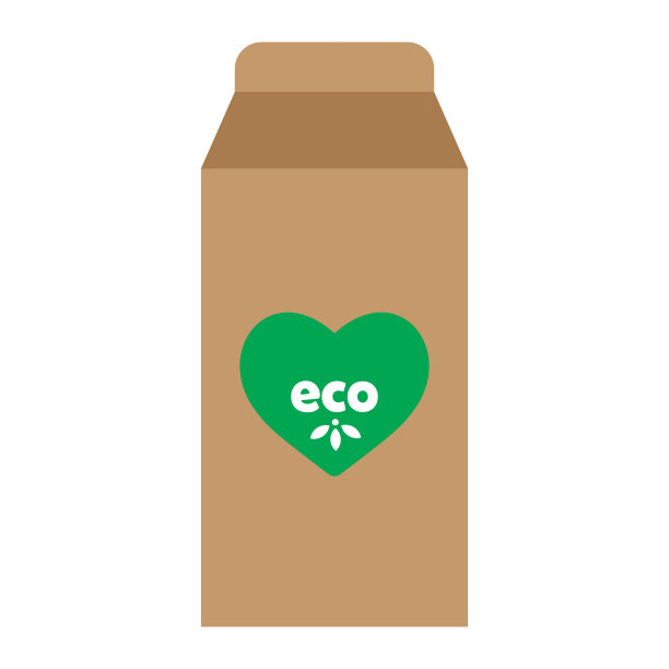 纸袋与心标志和生态铭文。矢量插图。图片下载