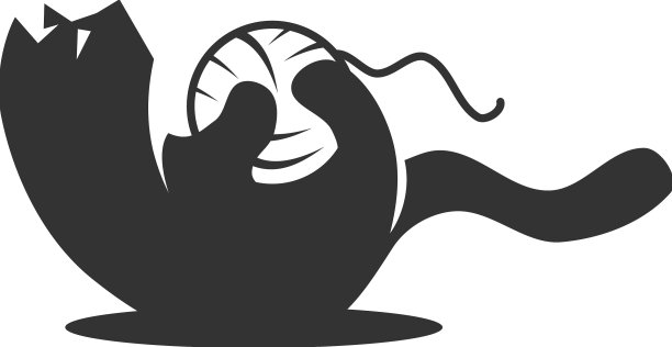 猫在玩一个标志品牌的线球图片下载