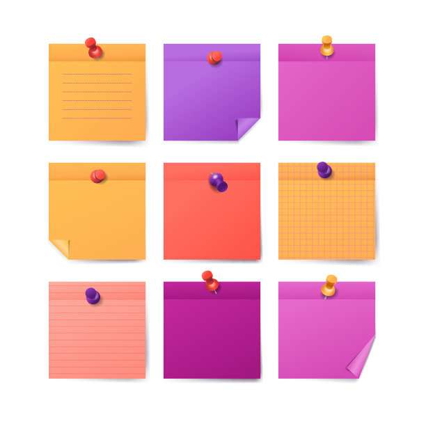 纸张上写着鲜艳的便利贴图片下载