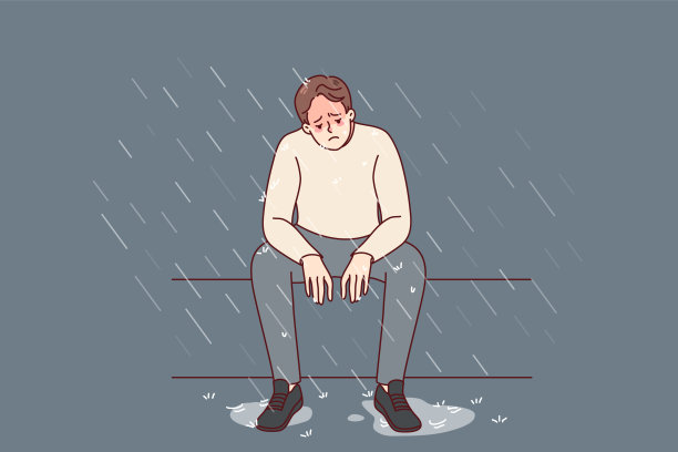 不快乐的人在雨中感到沮丧图片下载
