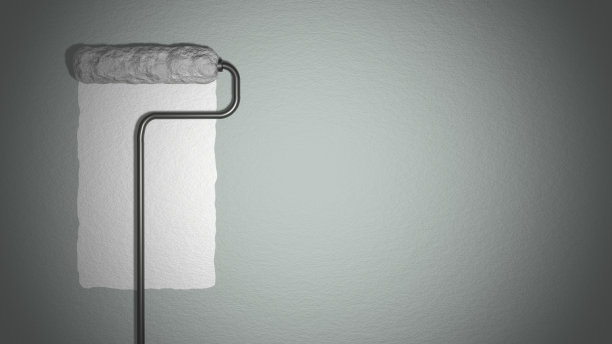 滚筒刷墙用白漆。图片下载