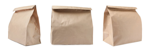 在白色背景上设置纸袋。旗帜设计图片下载