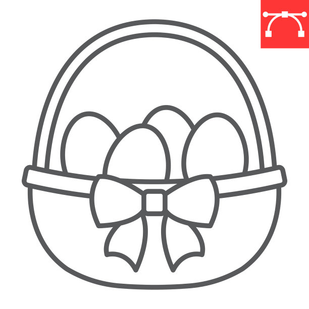 复活节彩蛋在篮子线图标图片下载