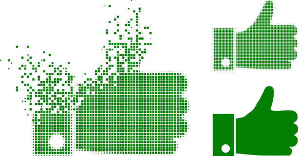 分散的像素和原始的大拇指向上的图标图片下载