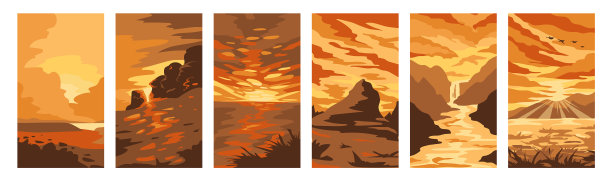 景观海报卡通户外场景配图片下载