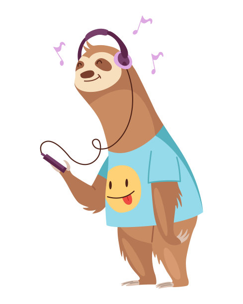 慵懒的角色听音乐可爱的卡通图片下载