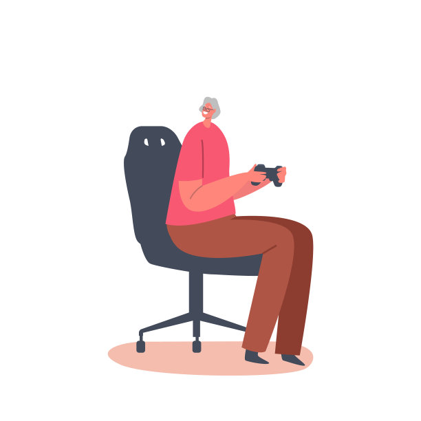 老年人员与游戏手柄在主机上玩图片下载