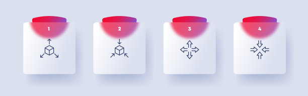 放大和缩小箭头设置图标。立方体，观察角度，360度，看，视图，元宇宙，虚拟现实。虚拟现实的概念。Glassmorphism风格。矢量线图标的业务和广告图片下载