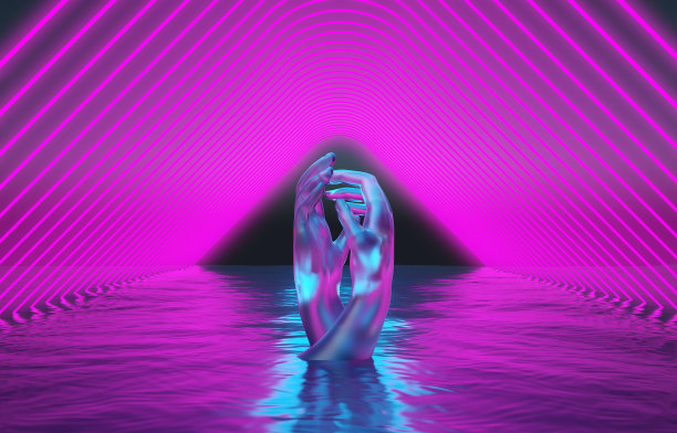 大海里两只手的冰雕图片下载