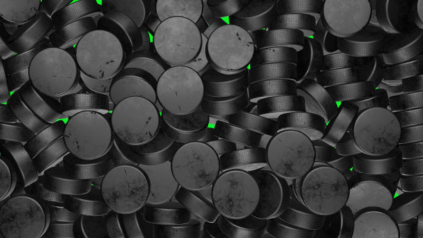 许多冰球在chromakey背景。图片下载