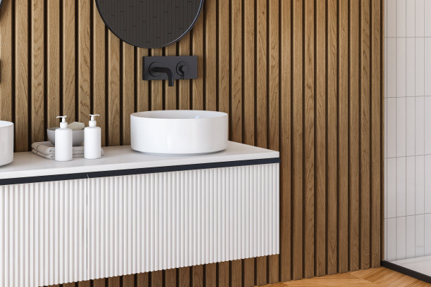 现代浴室台面上的现代水槽图片下载