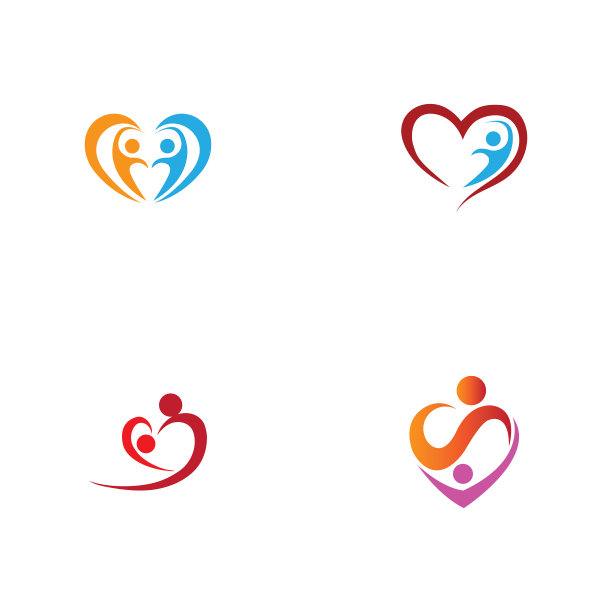 爱心标志与人设计慈善与支持图片下载
