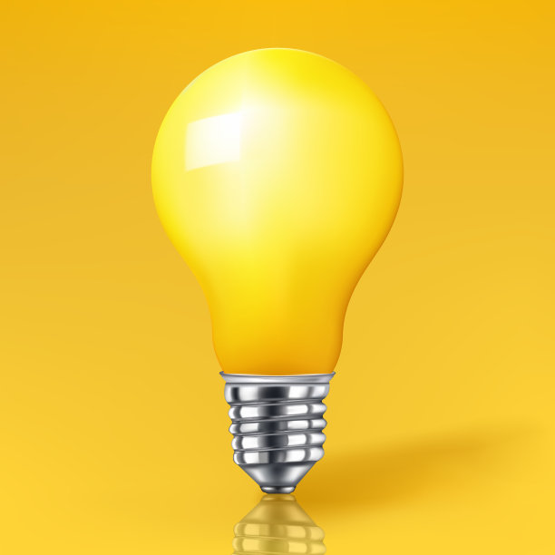 在黄色粉彩背景上的黄色灯泡- 3d插图。图片下载