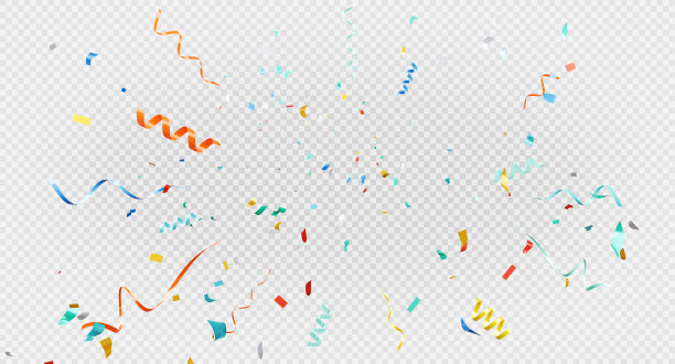 3d渲染彩色的五彩纸屑在透明的背景上飞行。图片下载