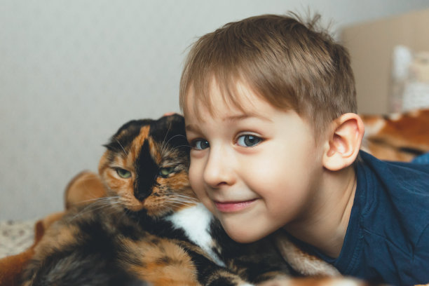 一个带着猫的孩子图片下载