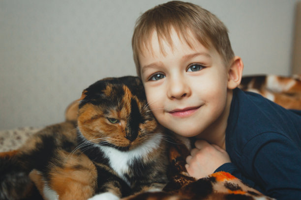 一个带着猫的孩子图片下载