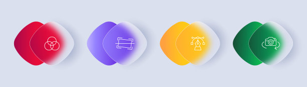 创建图片设置图标。图像，照片，相机，配色，调色板，观察角度，视图，360度，笔。创造性的职业概念。Glassmorphism。矢量线图标的业务和广告图片下载