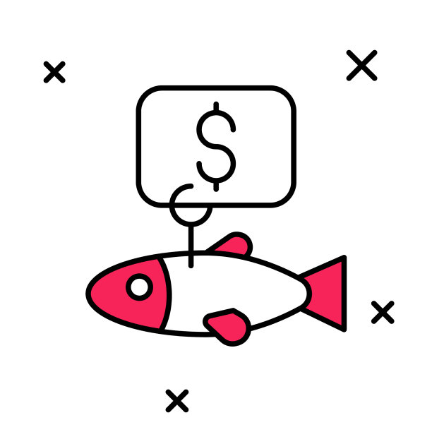 填充轮廓价格标签鱼图标孤立上图片下载