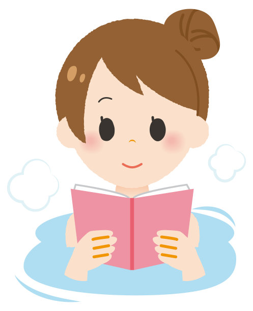 一个女人一边洗澡一边看书。图片下载