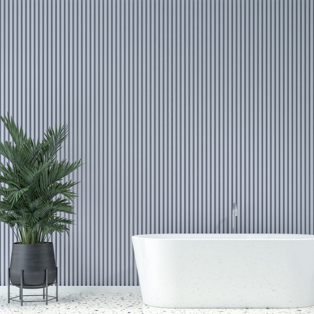 空的优雅的浴室室内与自然,看到实木地板墙背景和盆栽植物(棕榈树)图片下载