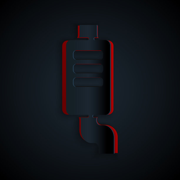 剪纸汽车消声器图标孤立在黑色图片下载