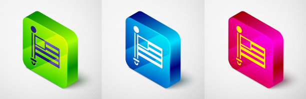 等距的美国国旗图标孤立在灰色图片下载