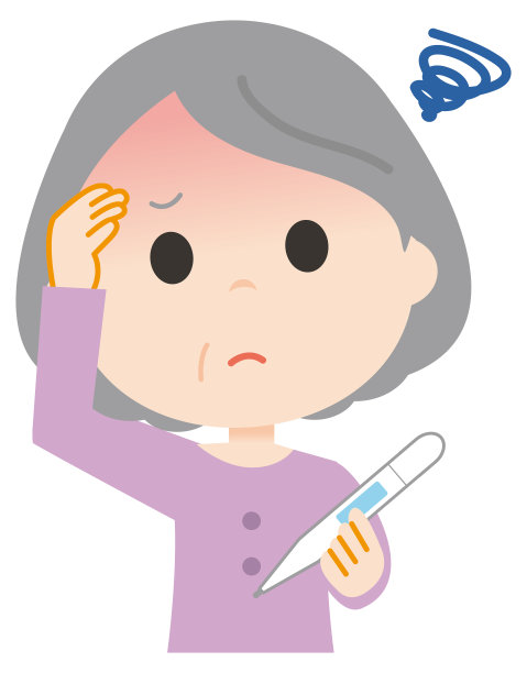 拿着体温计的老妇人。图片下载