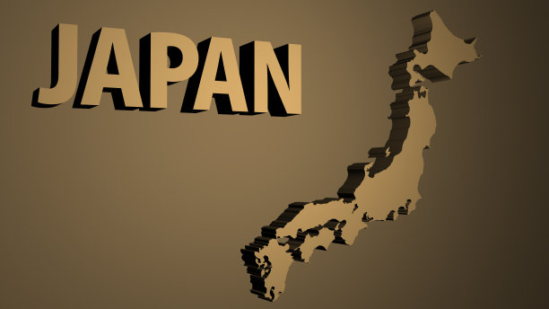 日本三维地图和地形。图片下载