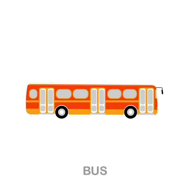 公共汽车平面图标彩色元素标志从运输图片下载