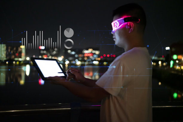 现代城市虚拟概念与网络粒子图片下载