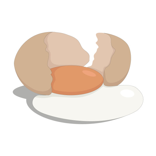 破碎的鸡蛋在白色背景上分离图片下载